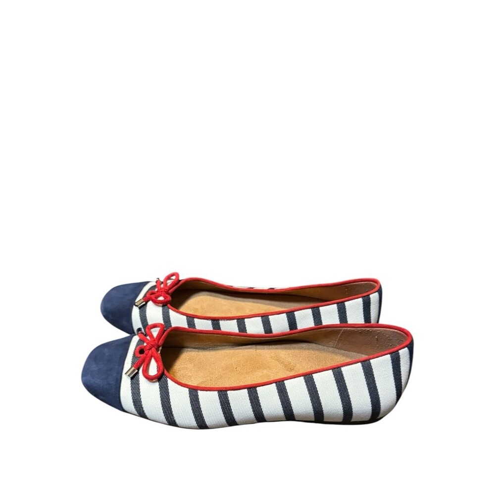 Vionic Klara Striped Navy White Ballet Flats Red Trim Womens Sz 8D Nautical wide